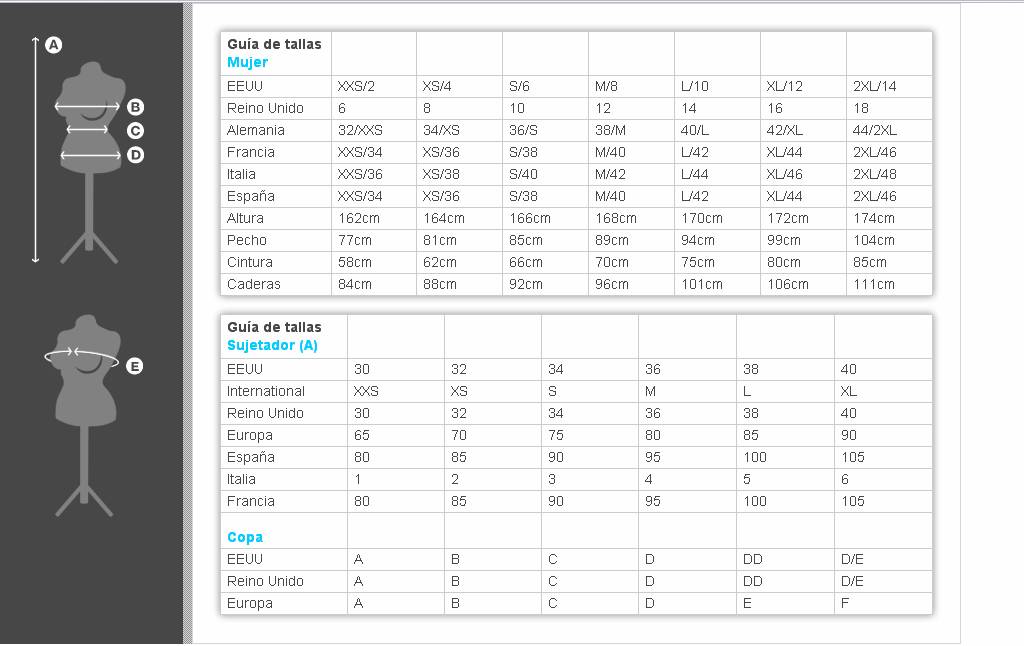 Gu&iacute;a de tallas